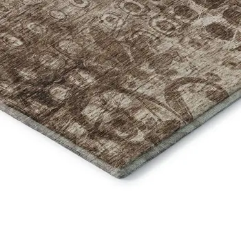 5' X 8' Chocolate And Beige Ikat Washable Area Rug With UV Protection