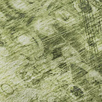 8' X 10' Olive Green And Ivory Ikat Washable Area Rug With UV Protection