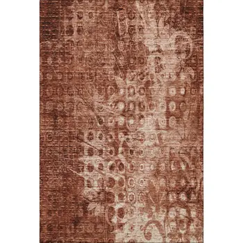 5' X 8' Chili Red And Ivory Ikat Washable Area Rug With UV Protection