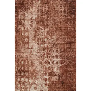 8' X 10' Chili Red And Ivory Ikat Washable Area Rug With UV Protection