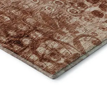 10' X 14' Chili Red And Ivory Ikat Washable Area Rug With UV Protection