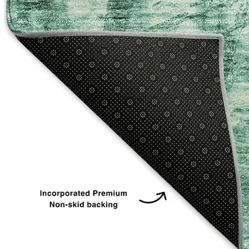 8' X 10' Teal And Ivory Ikat Washable Area Rug With UV Protection