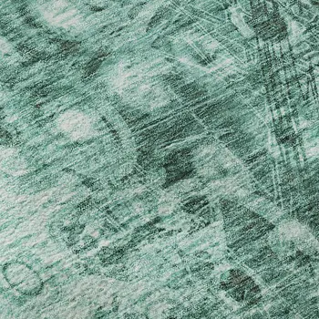 8' X 10' Teal And Ivory Ikat Washable Area Rug With UV Protection
