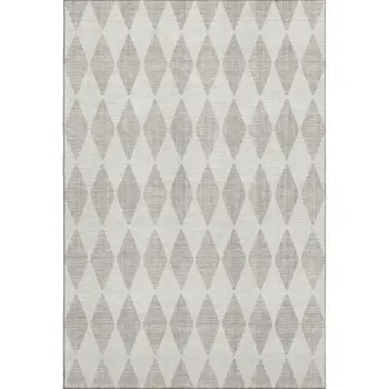 3' X 5' Beige And Ivory Diamond Washable Area Rug With UV Protection
