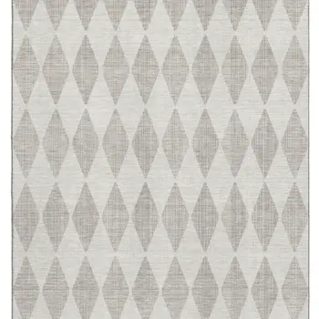 3' X 5' Beige And Ivory Diamond Washable Area Rug With UV Protection