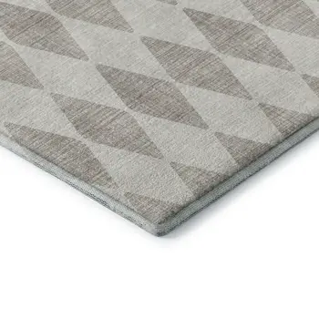 8' X 10' Beige And Ivory Diamond Washable Area Rug With UV Protection
