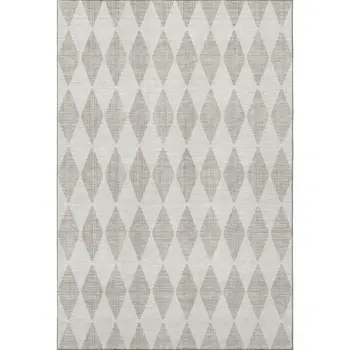 8' X 10' Beige And Ivory Diamond Washable Area Rug With UV Protection