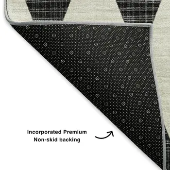 3' X 5' Black And Ivory Diamond Washable Area Rug With UV Protection