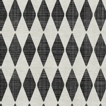3' X 5' Black And Ivory Diamond Washable Area Rug With UV Protection