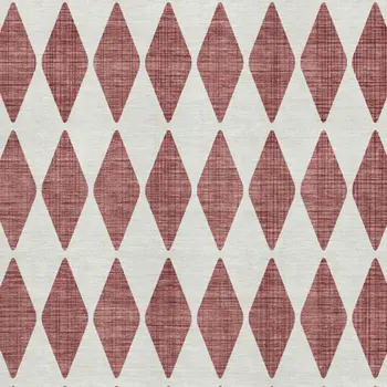 5' X 8' Burgundy And Ivory Diamond Washable Area Rug With UV Protection