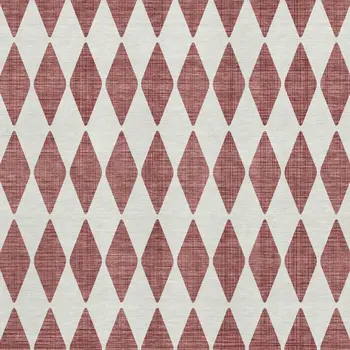 8' X 10' Burgundy And Ivory Diamond Washable Area Rug With UV Protection