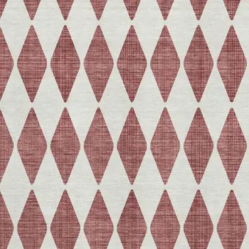 9' X 12' Burgundy And Ivory Diamond Washable Area Rug With UV Protection