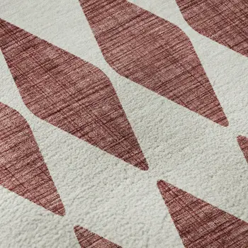 10' X 14' Burgundy And Ivory Diamond Washable Area Rug With UV Protection