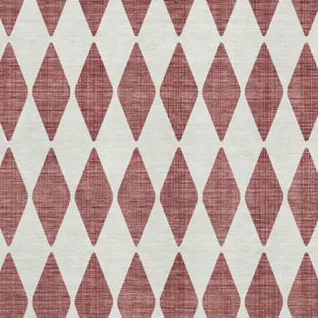10' X 14' Burgundy And Ivory Diamond Washable Area Rug With UV Protection