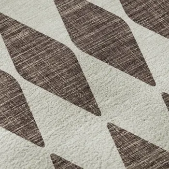 3' X 5' Brown And Ivory Diamond Washable Area Rug With UV Protection