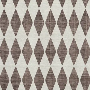 8' X 10' Brown And Ivory Diamond Washable Area Rug With UV Protection