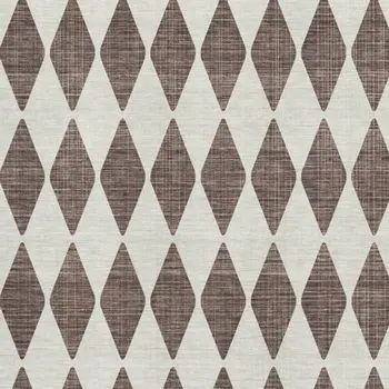 9' X 12' Brown And Ivory Diamond Washable Area Rug With UV Protection