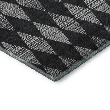 5' X 8' Charcoal And Ivory Diamond Washable Area Rug With UV Protection