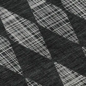 5' X 8' Charcoal And Ivory Diamond Washable Area Rug With UV Protection