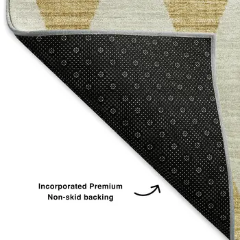 8' X 10' Gold And Ivory Diamond Washable Area Rug With UV Protection