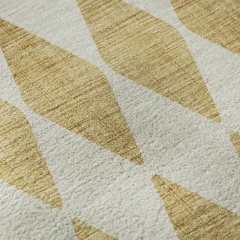 8' X 10' Gold And Ivory Diamond Washable Area Rug With UV Protection