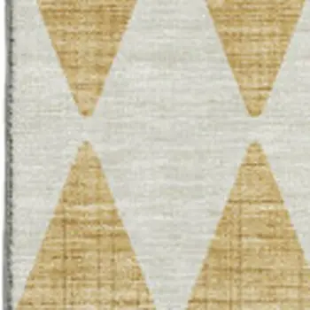 8' X 10' Gold And Ivory Diamond Washable Area Rug With UV Protection