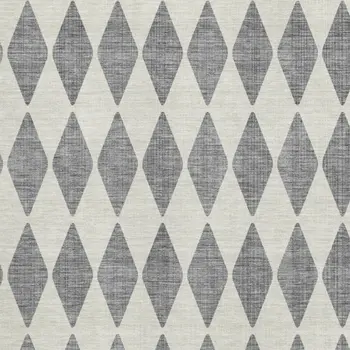 3' X 5' Gray And Ivory Diamond Washable Area Rug With UV Protection