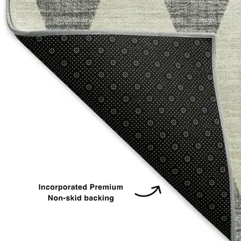 9' X 12' Gray And Ivory Diamond Washable Area Rug With UV Protection