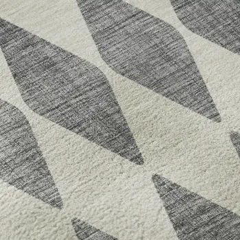 9' X 12' Gray And Ivory Diamond Washable Area Rug With UV Protection