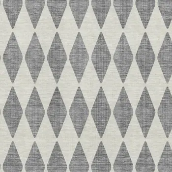 9' X 12' Gray And Ivory Diamond Washable Area Rug With UV Protection