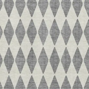 10' X 14' Gray And Ivory Diamond Washable Area Rug With UV Protection