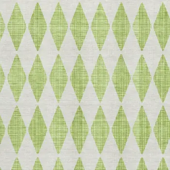 3' X 5' Lime Green And Ivory Diamond Washable Area Rug With UV Protection