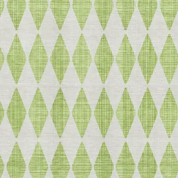 8' X 10' Lime Green And Ivory Diamond Washable Area Rug With UV Protection