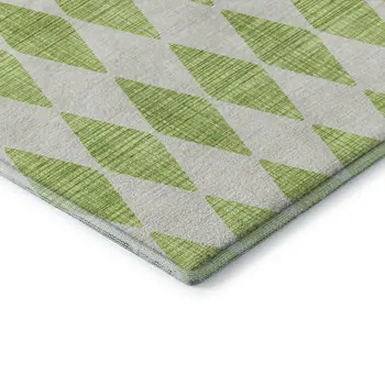 10' X 14' Lime Green And Ivory Diamond Washable Area Rug With UV Protection