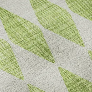 10' X 14' Lime Green And Ivory Diamond Washable Area Rug With UV Protection