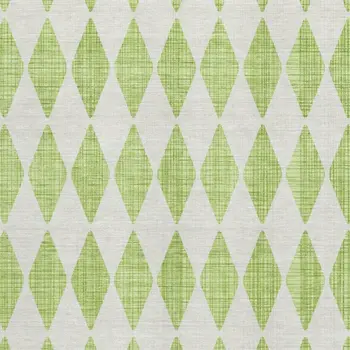 10' X 14' Lime Green And Ivory Diamond Washable Area Rug With UV Protection