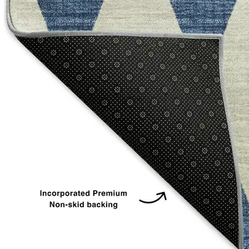 8' X 10' Navy Blue And Ivory Diamond Washable Area Rug With UV Protection