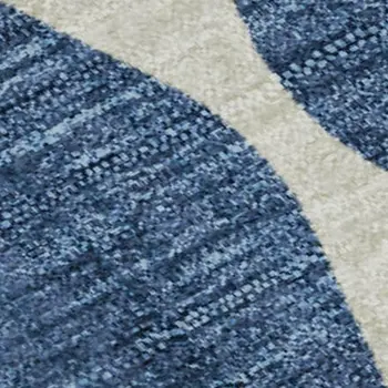 8' X 10' Navy Blue And Ivory Diamond Washable Area Rug With UV Protection