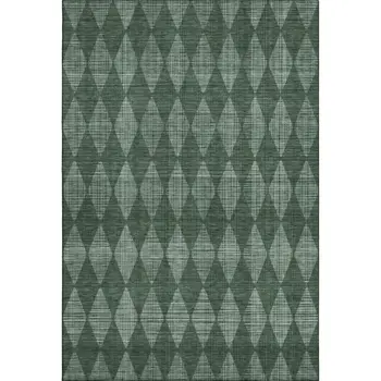 5' X 8' Olive Green And Ivory Diamond Washable Area Rug With UV Protection