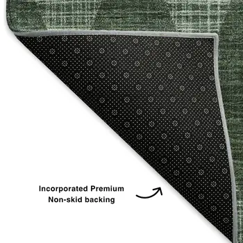 5' X 8' Olive Green And Ivory Diamond Washable Area Rug With UV Protection