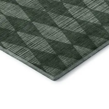 5' X 8' Olive Green And Ivory Diamond Washable Area Rug With UV Protection