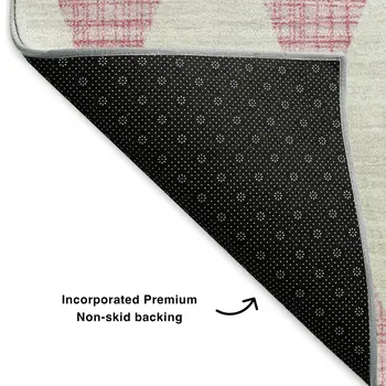 5' X 8' Pink And Ivory Diamond Washable Area Rug With UV Protection