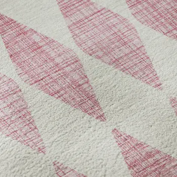 5' X 8' Pink And Ivory Diamond Washable Area Rug With UV Protection