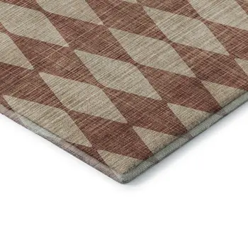 10' X 14' Chili Red And Ivory Diamond Washable Area Rug With UV Protection