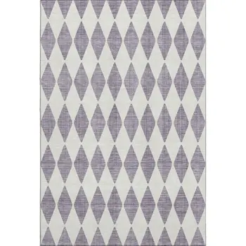 3' X 5' Purple And Ivory Diamond Washable Area Rug With UV Protection