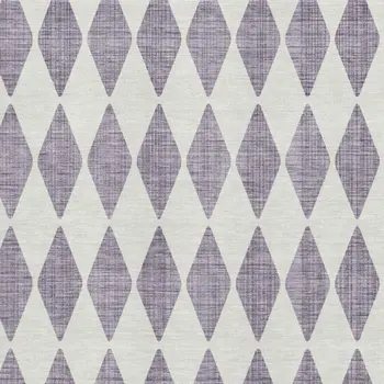3' X 5' Purple And Ivory Diamond Washable Area Rug With UV Protection