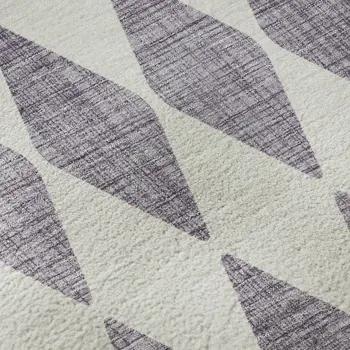 5' X 8' Purple And Ivory Diamond Washable Area Rug With UV Protection