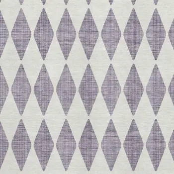 8' X 10' Purple And Ivory Diamond Washable Area Rug With UV Protection
