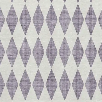 10' X 14' Purple And Ivory Diamond Washable Area Rug With UV Protection