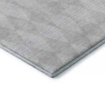 9' X 12' Pewter And Ivory Diamond Washable Area Rug With UV Protection